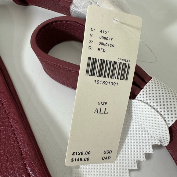 Anthropologie Vegan Leather Buckle Strap Bucket Bag in Red NWT - Picture 7 of 16